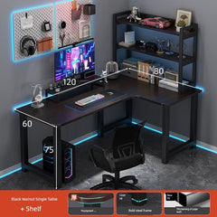 Double Desktop Combination L - Shaped Bookshelf Corner Computer Desk - SHOWLU FASHION STORE