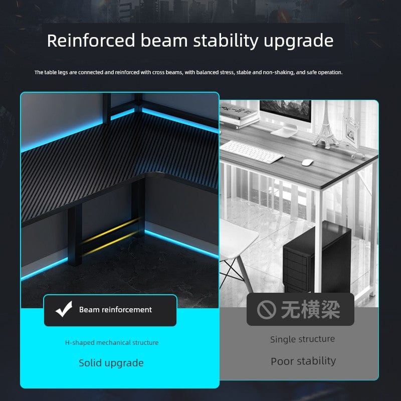 Double Desktop Combination L - Shaped Bookshelf Corner Computer Desk - SHOWLU FASHION STORE