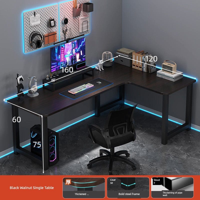Double Desktop Combination L - Shaped Bookshelf Corner Computer Desk - SHOWLU FASHION STORE