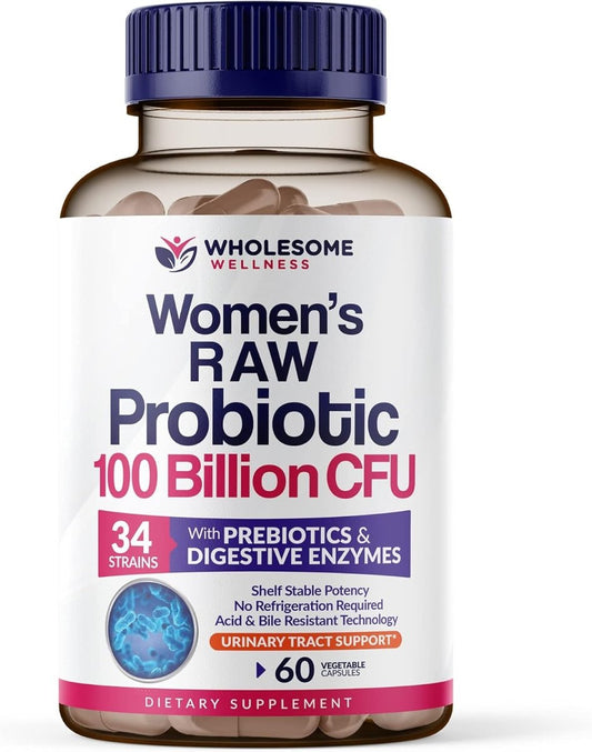 Dr. Formulated Raw Probiotics for Women 100 Billion CFUs with Prebiotics, Digestive Enzymes, Approved Women's Probiotic for Adults, Shelf Stable Probiotic Supplement Capsules - SHOWLU FASHION STORE