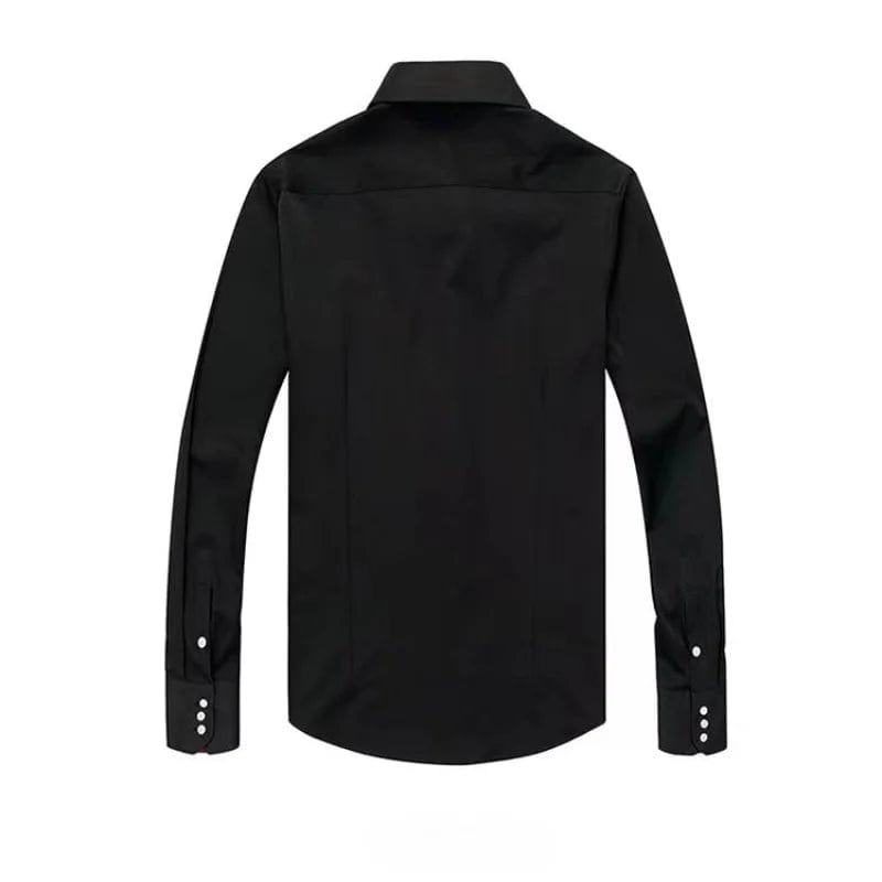 Dress Shirt for Men Button - down Collared Formal Business Long Sleeve Casual Korean Fashion Slim Fit Male Designer Shirts White - SHOWLU FASHION STORE