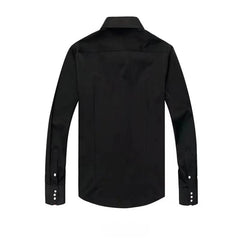 Dress Shirt for Men Button - down Collared Formal Business Long Sleeve Casual Korean Fashion Slim Fit Male Designer Shirts White - SHOWLU FASHION STORE