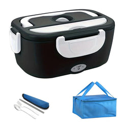 Dual - Use Car Office Electric Heated Lunch Box 220V 110V 24V 12V School Trip Travel Stainless Steel Food Warmer Container Black - SHOWLU FASHION STORE