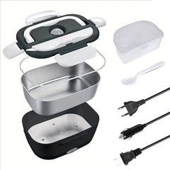 Dual - Use Car Office Electric Heated Lunch Box 220V 110V 24V 12V School Trip Travel Stainless Steel Food Warmer Container Black - SHOWLU FASHION STORE