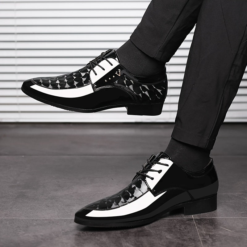 [Classic British Oxfords] Classic British Style Men's Oxfords - Solid Color Low Top Lace-Up with Pointed Toe, Faux Upper & Inner, Rubber Sole for Daily Wear, Wedding, Spring Season, Daily Wear Shoes SHOWLU FASHION STORE