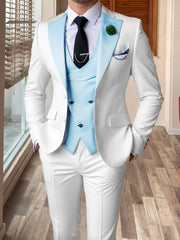 Men's 3pcs Wedding Suit Color Block Notch Label Slim Fit Formal Wedding Party Event Western Dress Suit 34S 36S 38S 40R 42R 44R 12.15gal