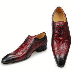 [Trendy Derby Shoes] Comfy Non Slip Men's Trendy Top Upper Derby Shoes - Lace Up Rubber Sole Formal Shoes for Outdoor Activities, Oxford, Print Design, Wedding SHOWLU FASHION STORE