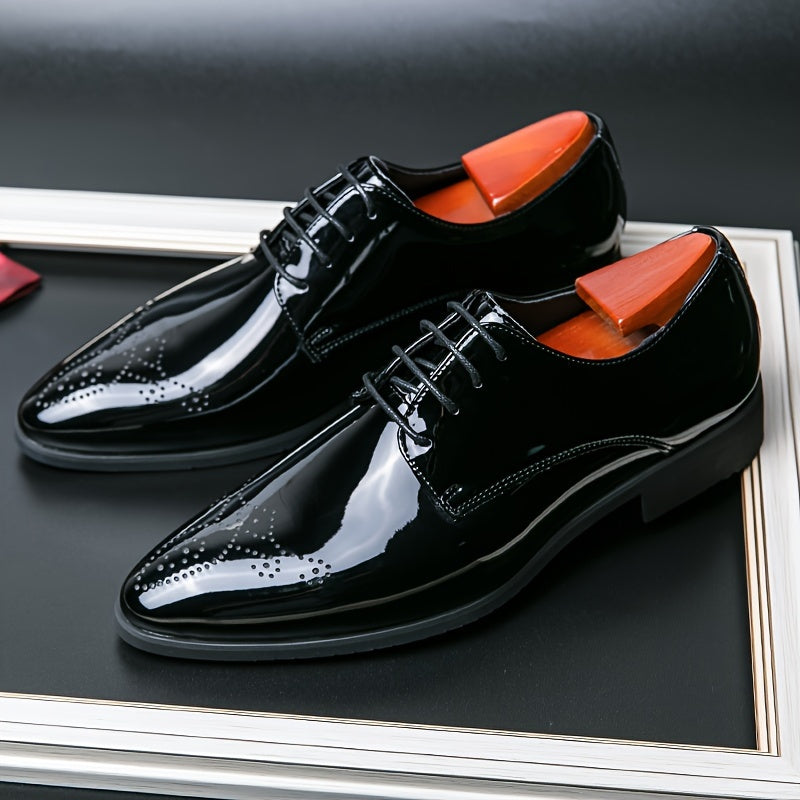 Men'S Solid Color Casual Dress Shoes, Pointed Toe Lace-Up, Microfiber Synthetic Upper, Superfine Fiber Lining, Sole & Insole, Fashionable Business Wedding Footwear for All Seasons SHOWLU FASHION STORE