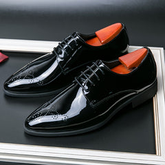 Men'S Solid Color Casual Dress Shoes, Pointed Toe Lace-Up, Microfiber Synthetic Upper, Superfine Fiber Lining, Sole & Insole, Fashionable Business Wedding Footwear for All Seasons SHOWLU FASHION STORE