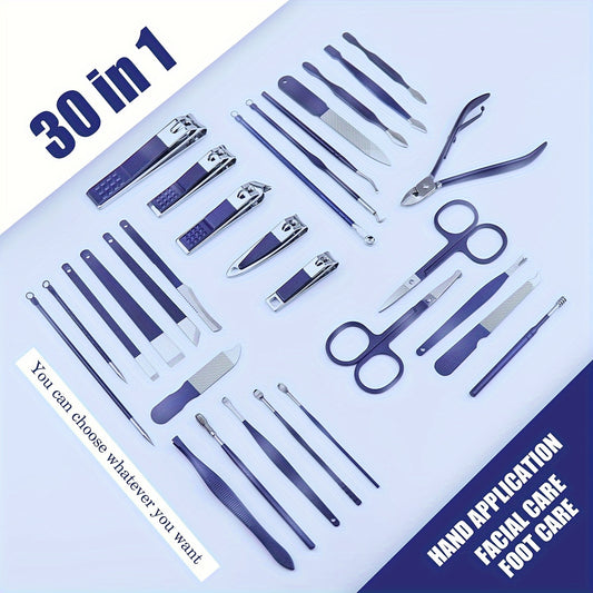 Manicure Set 30-Piece Nail Clippers Pedicure Kit Manicure Kit Professional Nail Kit for Toenail Fingernail Facial Care