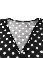 [Elegant Mermaid Dress] Elegant Black and White Polka Dot Mermaid Dress | Long Sleeves, V-Neck, Formal Event Dress - Perfect for Spring, Summer, and Fall