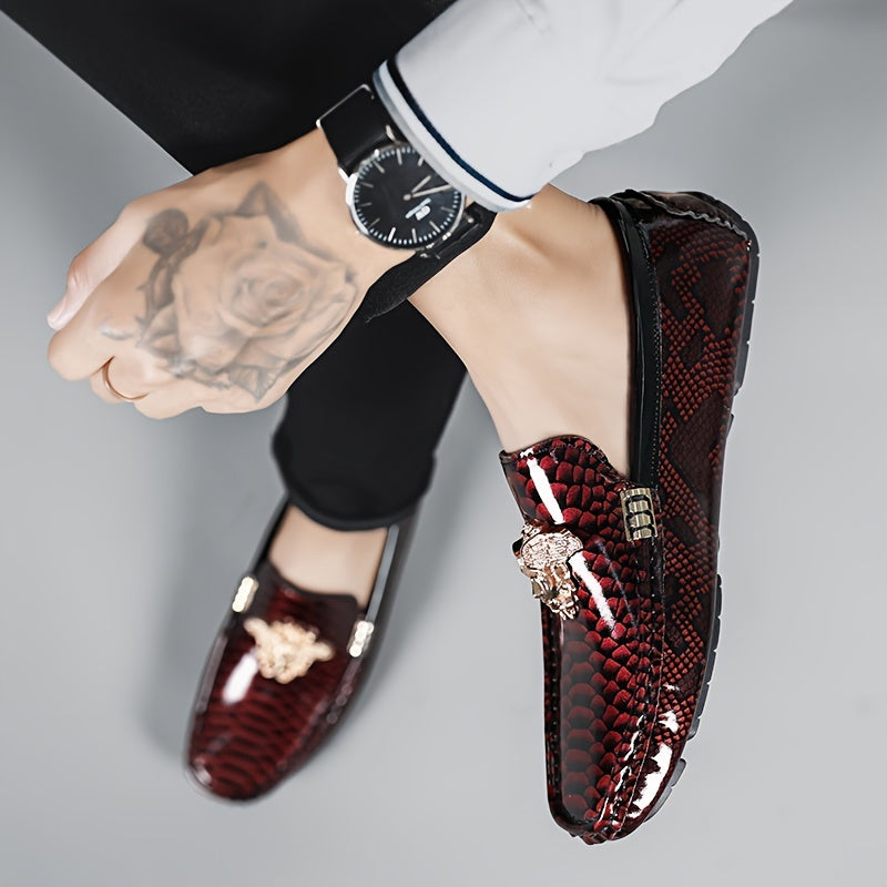 Men'S Fashion Loafers, PU Upper, Inner & Insole, Durable Rubber Sole, Slip-On Design, Low Top, Solid Color with Random Pattern, for Daily Wear SHOWLU FASHION STORE