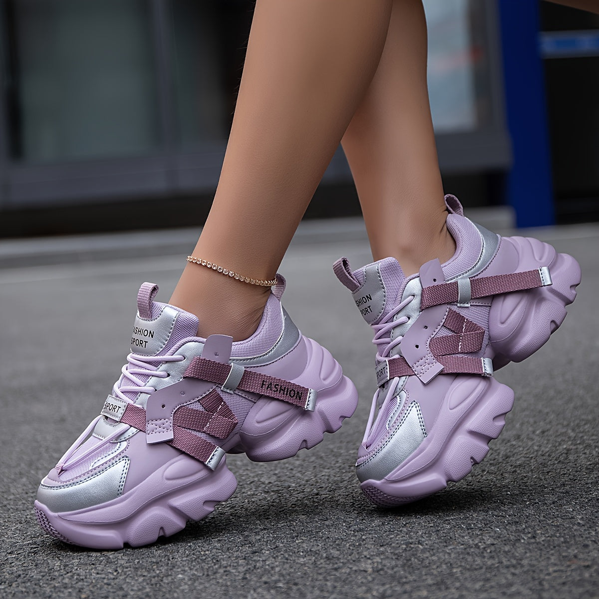 Women's Trendy Black Letter Patchwork Breathable Sneakers - Comfortable Lace-Up Casual Shoes for All Seasons, Lightweight & Versatile