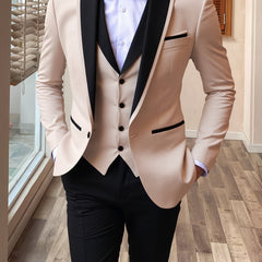 Men's 3pcs Suit Shawl Lapel Formal Wedding Party Events Vintage Western Suit Casual Business Workwear Suit 34S 36S 38S 40R 42R 11.62gal 12.15gal