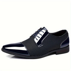 [Stylish Oxford Shoes] Comfortable Men's Black & White Oxford Dress Shoes - Business Casual Lace-Up Loafers with Rubber Sole, PU Upper & Inner Lining SHOWLU FASHION STORE