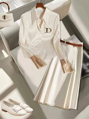 Women's Formal Shirt - Stylish, Sophisticated | Metallic Accents, Zipper Design, Logo Detail for Commuting & Official Events