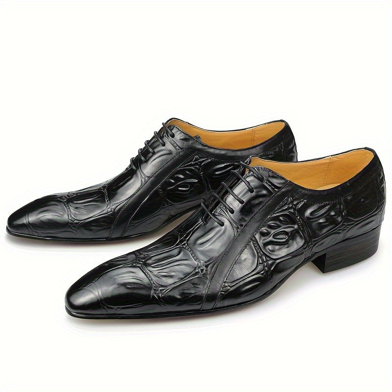 [Trendy Derby Shoes] Comfy Non Slip Men's Trendy Top Upper Derby Shoes - Lace Up Rubber Sole Formal Shoes for Outdoor Activities, Oxford, Print Design, Wedding SHOWLU FASHION STORE
