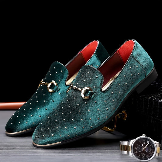 Glittering Mens Horsebit Loafers with Rhinestones - Ultra-Comfortable, Non-Slip Slip-Ons for Spring & Summer - Stylish Mens Dress Shoes SHOWLU FASHION STORE