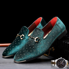 Glittering Mens Horsebit Loafers with Rhinestones - Ultra-Comfortable, Non-Slip Slip-Ons for Spring & Summer - Stylish Mens Dress Shoes SHOWLU FASHION STORE