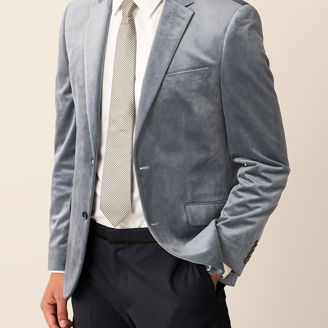 Men's Elegant Velvet Blazer - Royal Blue, Long Sleeve, Double-Breasted with Pockets, Notched Lapel, Perfect for Fall and Winter Formal Events SHOWLU FASHION STORE