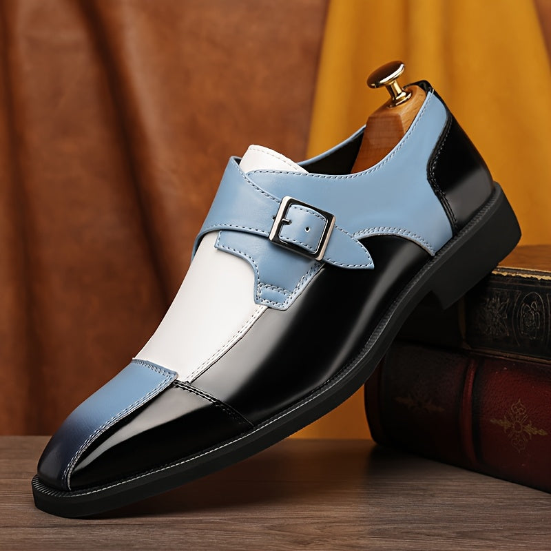 Men'S Plaid Oxfords with Buckle Closure, Microfiber Synthetic Dress Shoes, Low Top, Round Toe, Rubber Sole, PU Insole, for Business, Casual, Wedding, All-Season Wear SHOWLU FASHION STORE
