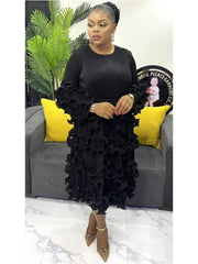 EGRM Belt Pleated Miyake Dress Fashion Round Neck Long Sleeves Fungus Spliced Solid Elegant Dresses for Women 2024 New 5GR2974 - SHOWLU FASHION STORE