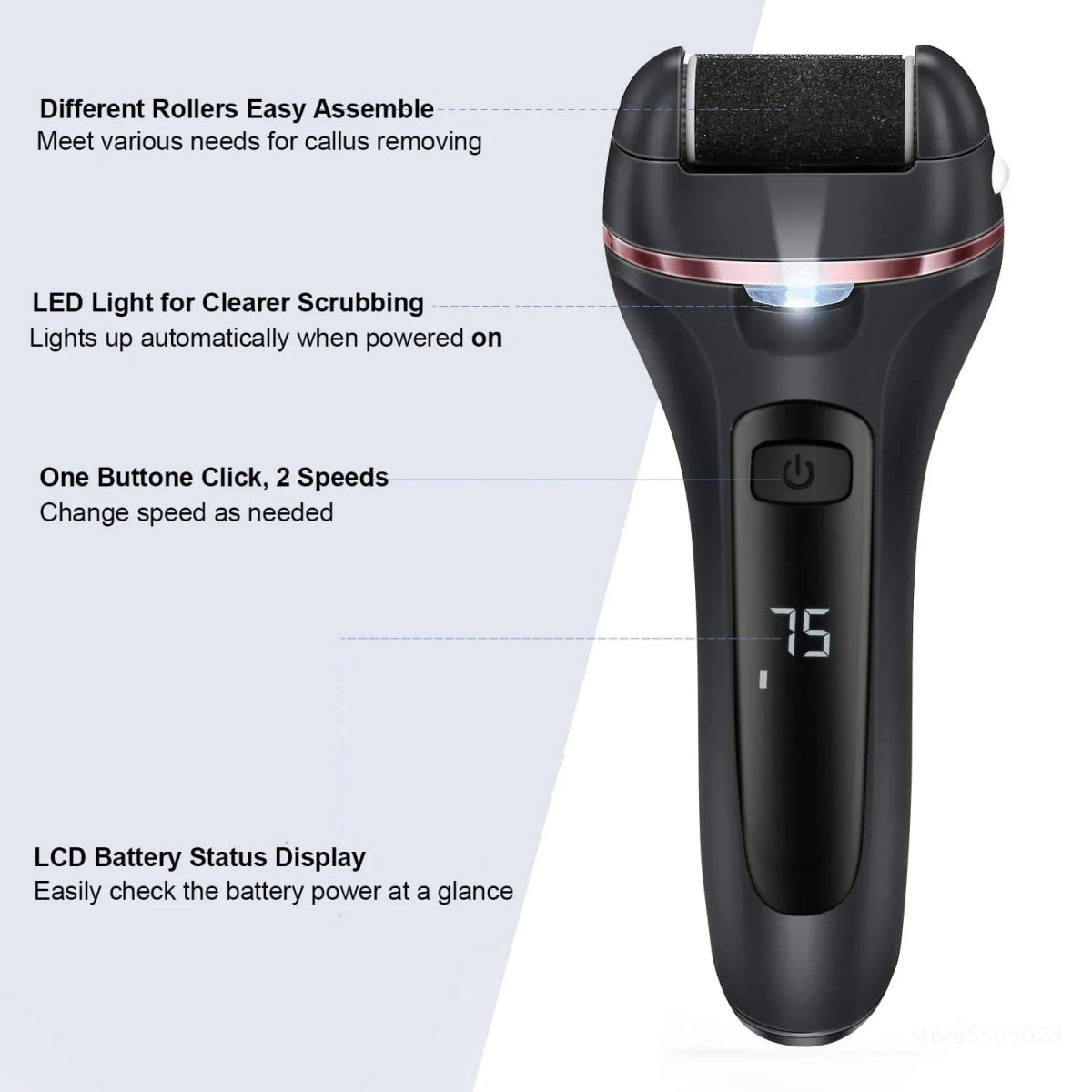 Electric Callus Remover Professional Foot File Grinder Pedicure Machine Rechargeable Heel Cracked Dead Skin Scrubber 3 Heads - SHOWLU FASHION STORE