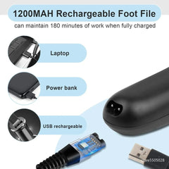 Electric Callus Remover Professional Foot File Grinder Pedicure Machine Rechargeable Heel Cracked Dead Skin Scrubber 3 Heads - SHOWLU FASHION STORE