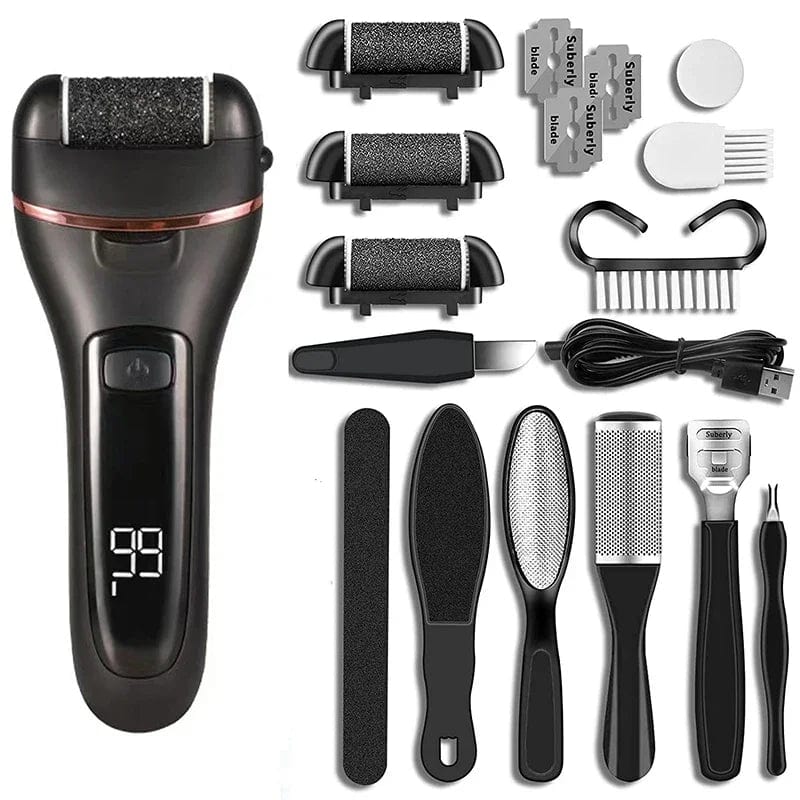 Electric Callus Remover Professional Foot File Grinder Pedicure Machine Rechargeable Heel Cracked Dead Skin Scrubber 3 Heads - SHOWLU FASHION STORE