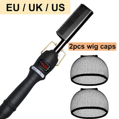Electric Hot Comb Hair Straightener Heating Comb Ceramic LCD Straightener Brush for Wigs American African Hair Styling Tools - SHOWLU FASHION STORE