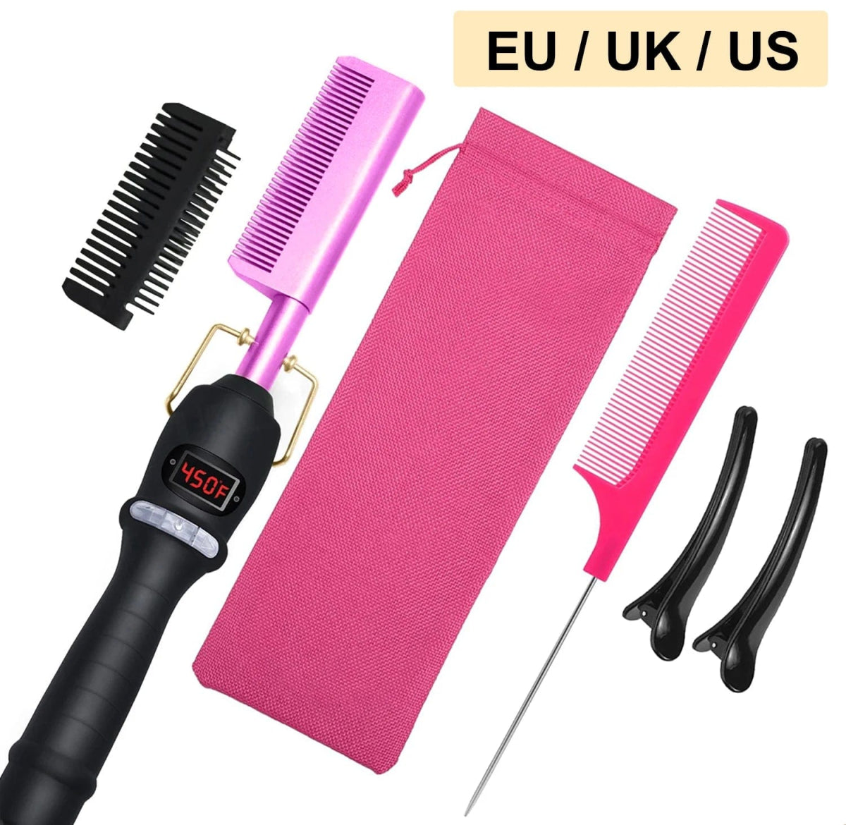 Electric Hot Comb Hair Straightener Heating Comb Ceramic LCD Straightener Brush for Wigs American African Hair Styling Tools - SHOWLU FASHION STORE