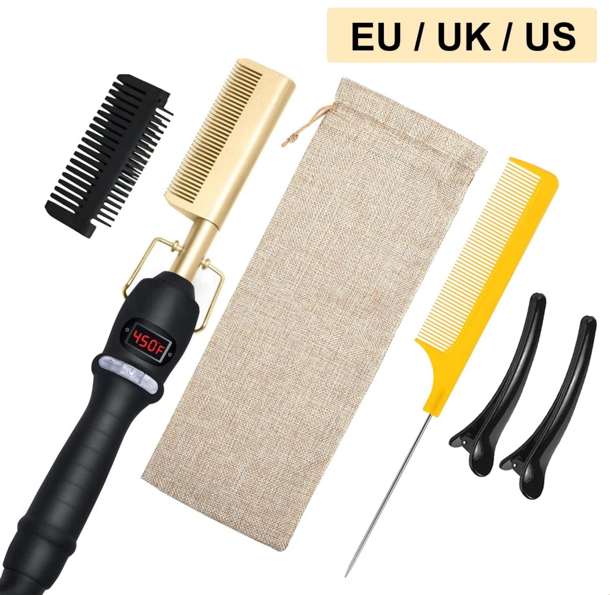 Electric Hot Comb Hair Straightener Heating Comb Ceramic LCD Straightener Brush for Wigs American African Hair Styling Tools - SHOWLU FASHION STORE
