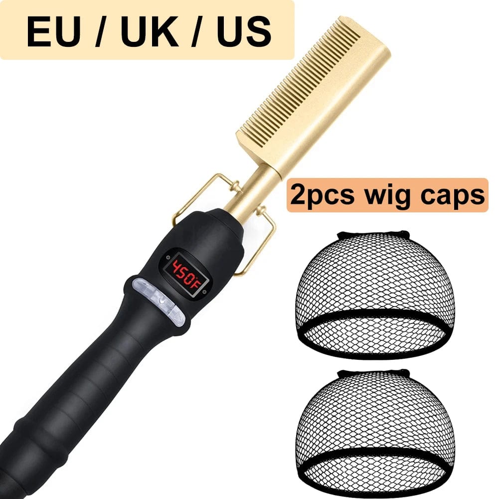 Electric Hot Comb Hair Straightener Heating Comb Ceramic LCD Straightener Brush for Wigs American African Hair Styling Tools - SHOWLU FASHION STORE