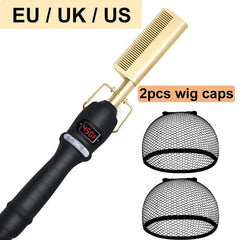Electric Hot Comb Hair Straightener Heating Comb Ceramic LCD Straightener Brush for Wigs American African Hair Styling Tools - SHOWLU FASHION STORE