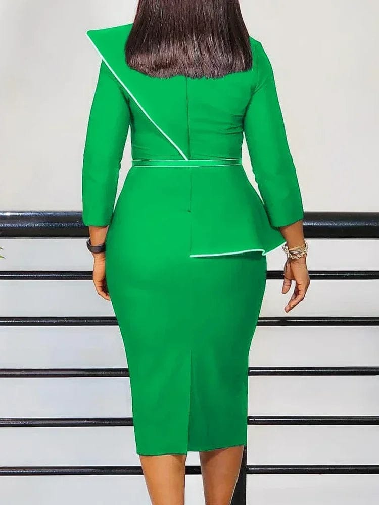Elegant Church Dresses for Women 3D Flowers Classy Modest Office Ladies Female Autumn Winter Formal Event Date Bodycon Slim Gown - SHOWLU FASHION STORE