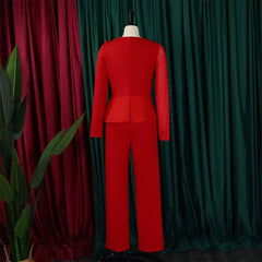 Elegant Jumpsuits for Women 2024 Luxury Round Neck Beaded Full Sleeve High Waisted Straight Female Birthday Party Dinner Outfits - SHOWLU FASHION STORE