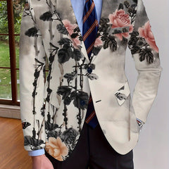 Elegant Men's Blazer - Casual & Formal, Long Sleeve, Button - Up Suit Jacket with Floral Print, Perfect for All Seasons - SHOWLU FASHION STORE