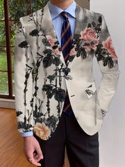Elegant Men's Blazer - Casual & Formal, Long Sleeve, Button - Up Suit Jacket with Floral Print, Perfect for All Seasons - SHOWLU FASHION STORE