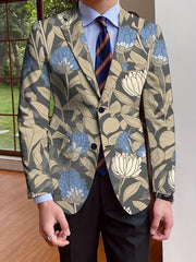 Elegant Men's Blazer - Casual & Formal, Long Sleeve, Button - Up Suit Jacket with Floral Print, Perfect for All Seasons - SHOWLU FASHION STORE