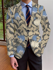 Elegant Men's Blazer - Casual & Formal, Long Sleeve, Button - Up Suit Jacket with Floral Print, Perfect for All Seasons - SHOWLU FASHION STORE