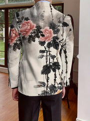 Elegant Men's Blazer - Casual & Formal, Long Sleeve, Button - Up Suit Jacket with Floral Print, Perfect for All Seasons - SHOWLU FASHION STORE