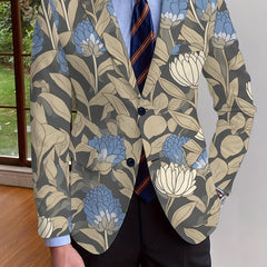 Elegant Men's Blazer - Casual & Formal, Long Sleeve, Button - Up Suit Jacket with Floral Print, Perfect for All Seasons - SHOWLU FASHION STORE