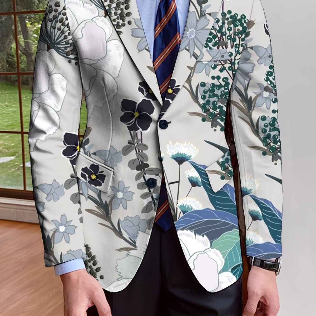 Elegant Men's Blazer - Casual & Formal, Long Sleeve, Button - Up Suit Jacket with Stylish Print Design for All Seasons, Autumn Winter, No Iron - SHOWLU FASHION STORE
