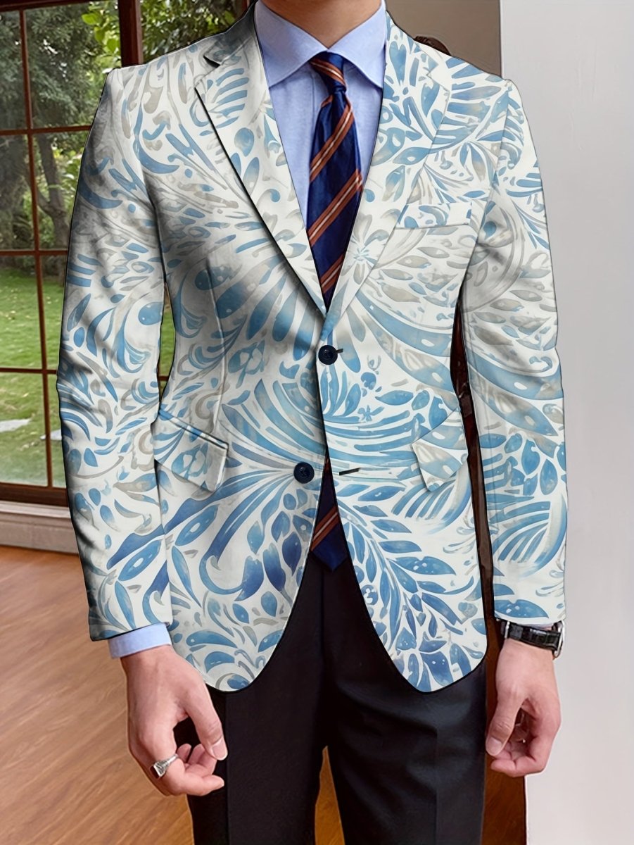 Elegant Men's Blazer - Casual & Formal, Long Sleeve, Button - Up Suit Jacket with Stylish Print Design for All Seasons, Autumn Winter, No Iron - SHOWLU FASHION STORE