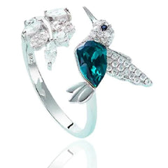 Elegant Natural Blue Stone Adjustable Hummingbird Rings for Women Glass Filled Rings Female Engagement Wedding Party Jewelry - SHOWLU FASHION STORE