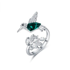 Elegant Natural Blue Stone Adjustable Hummingbird Rings for Women Glass Filled Rings Female Engagement Wedding Party Jewelry - SHOWLU FASHION STORE