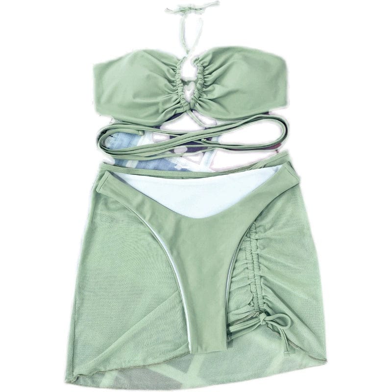 Elegant Three - Piece Beach Swimsuit Set - SHOWLU FASHION STORE