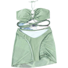 Elegant Three - Piece Beach Swimsuit Set - SHOWLU FASHION STORE