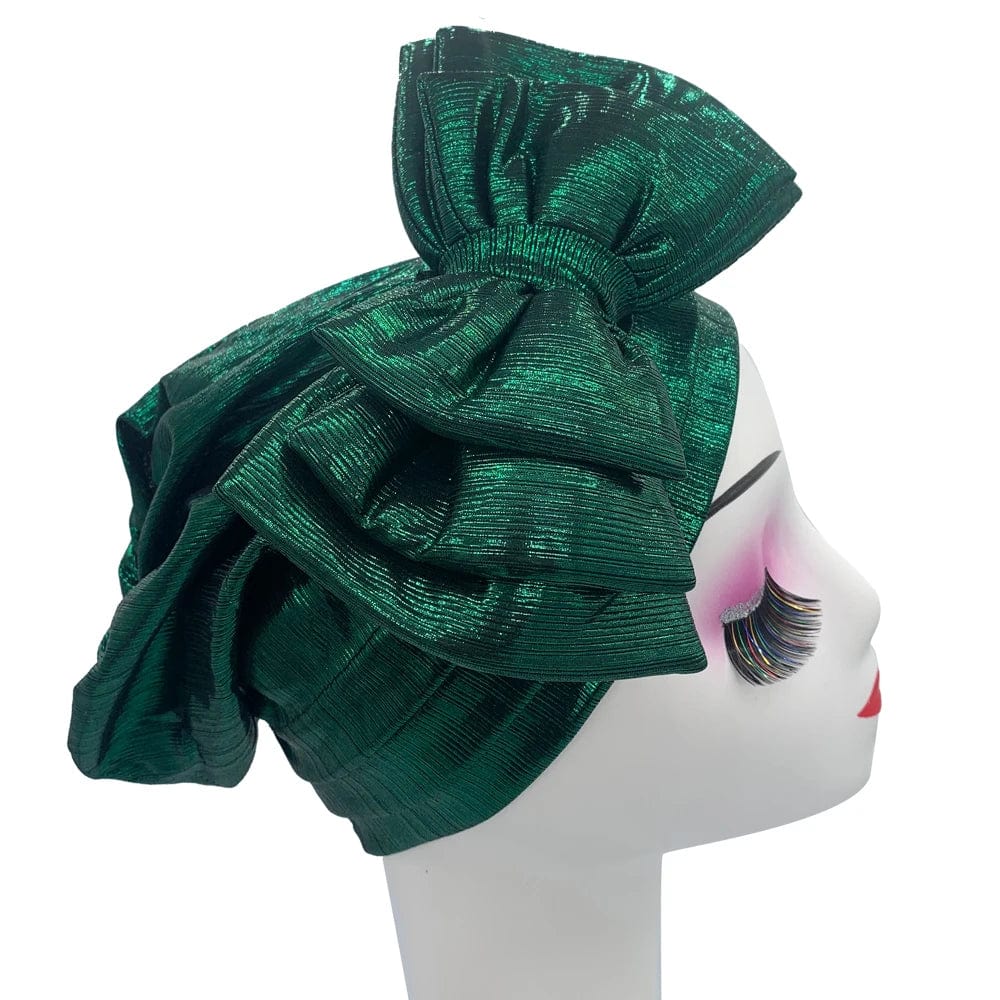 Elegant Woman's Turban Cap with Multi - layer Bowknot African Ready Gele Headtie Lady Headwrap Bonnet Gold Turbante Mujer - SHOWLU FASHION STORE
