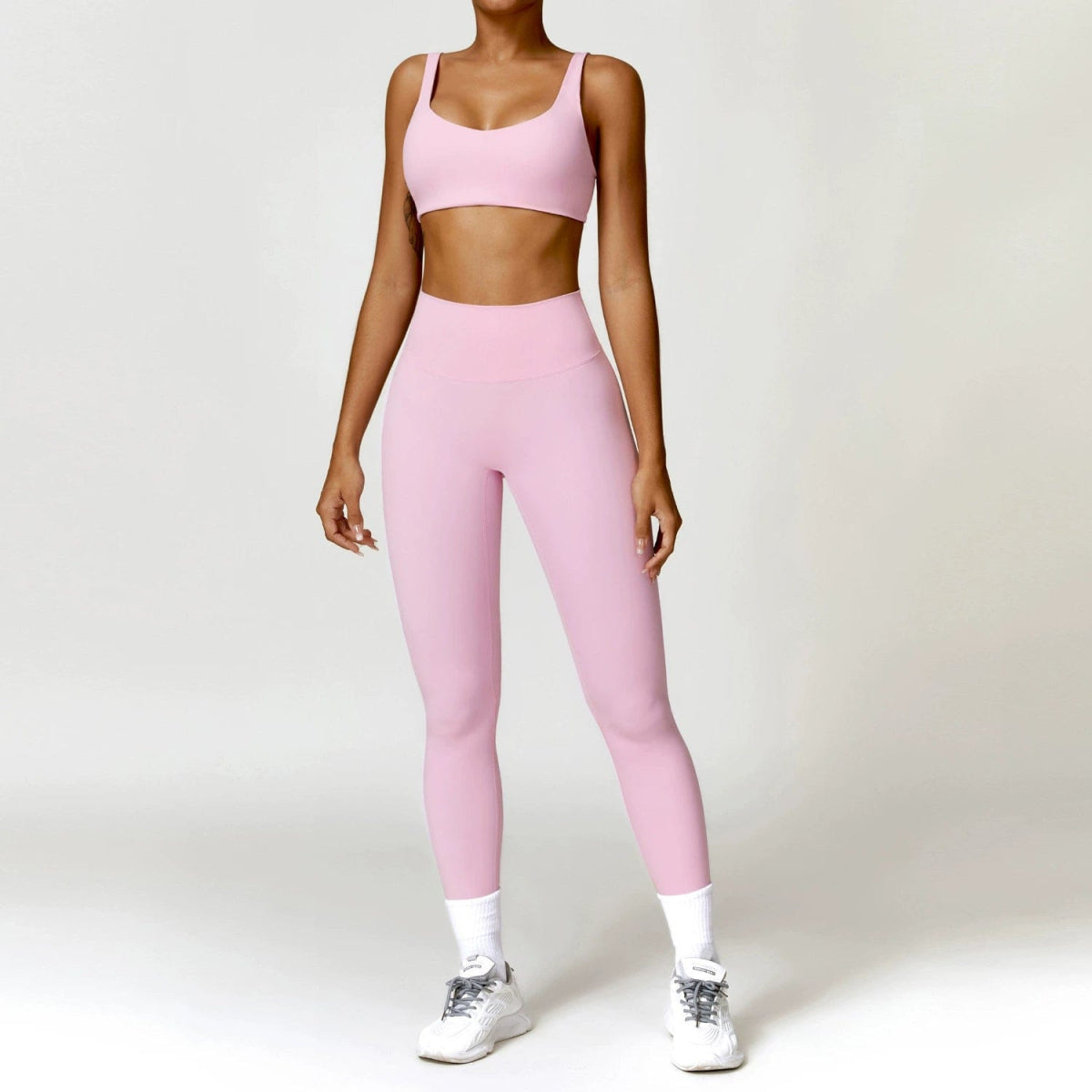 European and American Winter Nude Feel Tight Yoga Suit High Waist Quick - Drying Sanding Running Sports Workout Clothes Two - piece Set Women - SHOWLU FASHION STORE